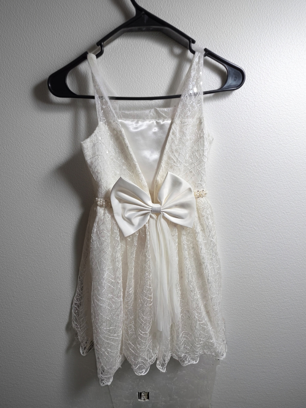 Ivory Lace Bow-Front Formal Dress for Girls - Unbranded